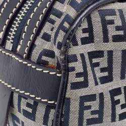 Pre Owned Fendi Grey/Black Zucchino Canvas And Leather Satchel