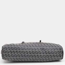 Pre Owned Fendi Grey/Black Zucchino Canvas And Leather Satchel