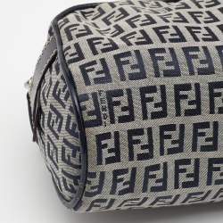 Pre Owned Fendi Grey/Black Zucchino Canvas And Leather Satchel
