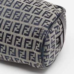 Pre Owned Fendi Grey/Black Zucchino Canvas And Leather Satchel