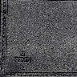 Pre Owned Fendi Black Zucchino Canvas and Leather Continental Wallet