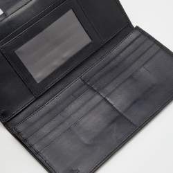 Pre Owned Fendi Black Zucchino Canvas and Leather Continental Wallet