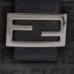 Pre Owned Fendi Black Zucchino Canvas and Leather Continental Wallet