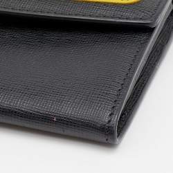 Fendi Black Leather Monster Eyes Continental Wallet