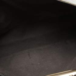 Pre Owned Fendi Metallic Grey Leather Maxi Studded Baguette Flap Shoulder Bag