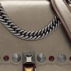 Pre Owned Fendi Metallic Leather Studded Mini Kan I Chain Shoulder Bag
