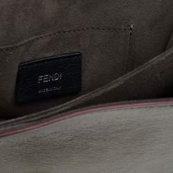 Pre Owned Fendi Metallic Leather Studded Mini Kan I Chain Shoulder Bag