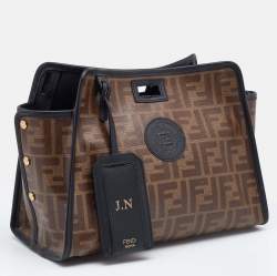 Pre Owned Fendi Brown/Black Zucca Coated Canvas Peekaboo Defender Cover