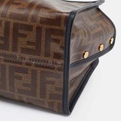 Pre Owned Fendi Brown/Black Zucca Coated Canvas Peekaboo Defender Cover