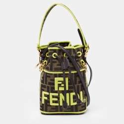 Fendi White/Tan Zucca PVC and Leather Grande Mon Tresor Bucket Bag Fendi