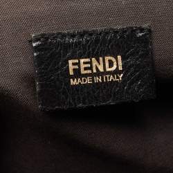 Pre Owned Fendi Black Zucchino Canvas and Leather Charm Shoulder Bag