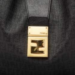 Pre Owned Fendi Black Zucchino Coated Canvas and Leather Hobo