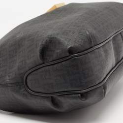 Pre Owned Fendi Black Zucchino Coated Canvas and Leather Hobo
