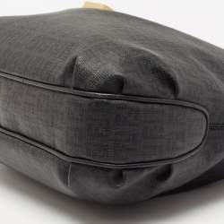 Pre Owned Fendi Black Zucchino Coated Canvas and Leather Hobo