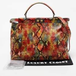 مملوكة مسبقًا Fendi Multicolor Python Large Peekaboo Top Handle Bag