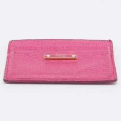 Pre Owned Fendi Pink Textured Leather Crayons Card Holder