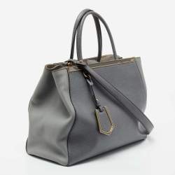 Pre Owned Fendi Grey Leather Medium 2jours Tote