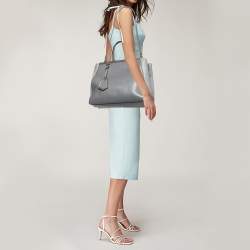 Pre Owned Fendi Grey Leather Medium 2jours Tote