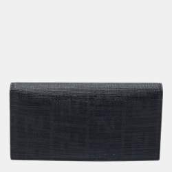 مملوكة مسبقًا Fendi Black Zucca Coated Canvas Bifold Continental Wallet