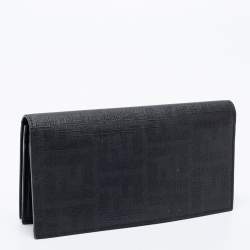 مملوكة مسبقًا Fendi Black Zucca Coated Canvas Bifold Continental Wallet