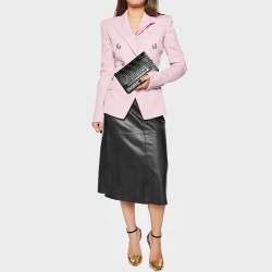 Pre Owned Fendi Black Zucca Embossed Leather Flat Pouch