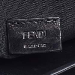 Pre Owned Fendi Black Zucca Embossed Leather Flat Pouch