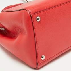 Pre Owned Fendi Coral Red Leather Medium 2Jours Tote