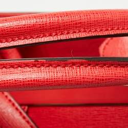 Pre Owned Fendi Coral Red Leather Medium 2Jours Tote
