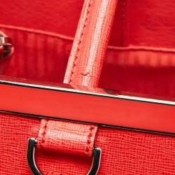 Pre Owned Fendi Coral Red Leather Medium 2Jours Tote