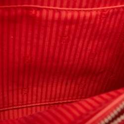 Pre Owned Fendi Coral Red Leather Medium 2Jours Tote