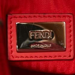Pre Owned Fendi Coral Red Leather Medium 2Jours Tote