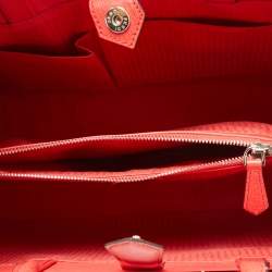 Pre Owned Fendi Coral Red Leather Medium 2Jours Tote