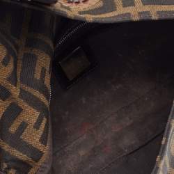 Pre Owned Fendi Tobacco Zucca Canvas And Karung Leather Embellished Baguette Bag