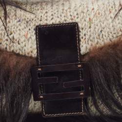 Fendi Beige/Brown Wool And Feather Mama Baguette 