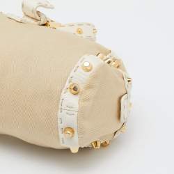 Fendi Beige/White Canvas And Leather Duffel Bag