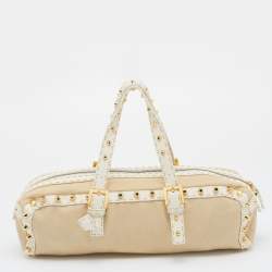 Fendi Beige/White Canvas And Leather Duffel Bag