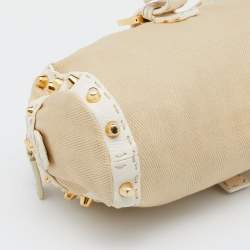 Fendi Beige/White Canvas And Leather Duffel Bag