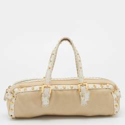 Fendi Beige/White Canvas And Leather Duffel Bag
