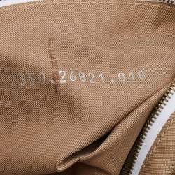 Fendi Beige/White Canvas And Leather Duffel Bag