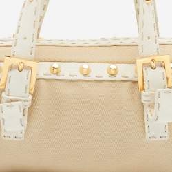 Fendi Beige/White Canvas And Leather Duffel Bag