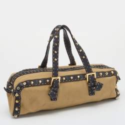 Fendi Beige/Black Canvas And Leather Duffel Bag