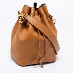 Pre Owned Fendi Brown Leather Grande Mon Tresor Bucket Bag