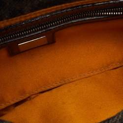 Fendi Black/Grey Zucca Wool And Leather Embroidered Baguette