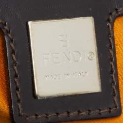 Fendi Black/Grey Zucca Wool And Leather Embroidered Baguette