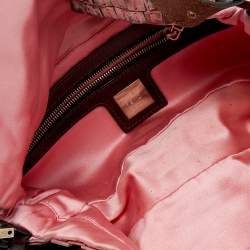 Fendi Pink Satin And Leather Beaded Baguette 