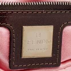 Fendi Pink Satin And Leather Beaded Baguette 