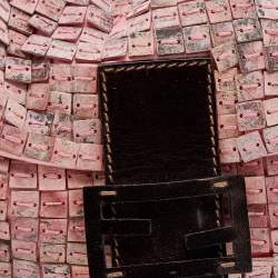 Fendi Pink Satin And Leather Beaded Baguette 