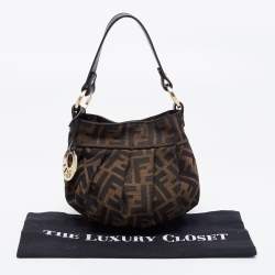 Pre Owned Fendi Tobacco Zucca Canvas Mini Chef Hobo