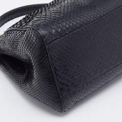 Pre Owned Fendi Black Python Mini Peekaboo Top Handle Bag