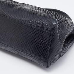 Pre Owned Fendi Black Python Mini Peekaboo Top Handle Bag